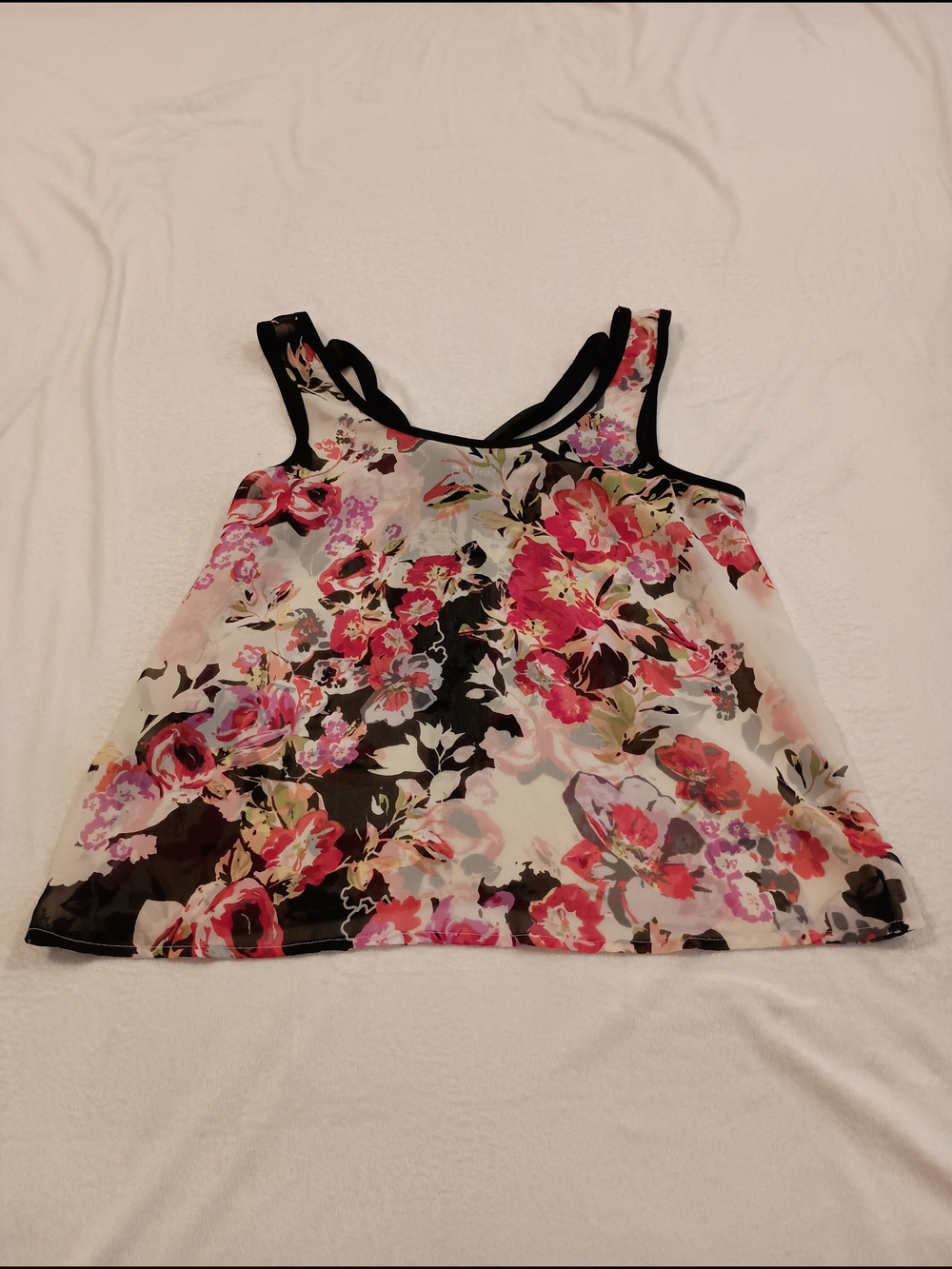 Y2K Wet Seal Vintage Floral Chiffon Flowy Tank Top Fairycore Whimsical Festival